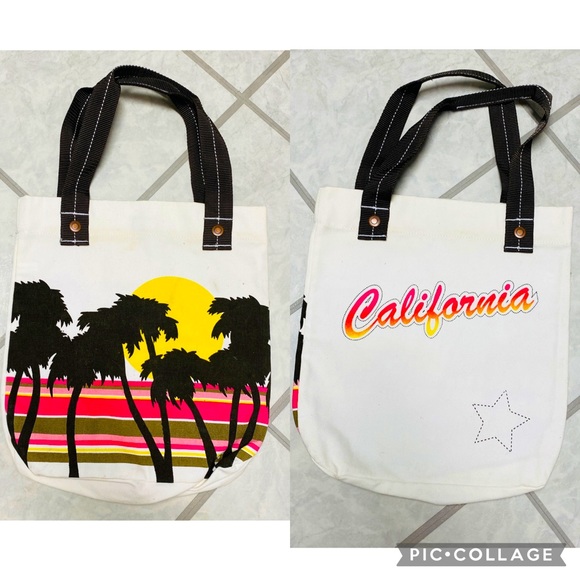 Tilt California palm tree tote shoulder handbag - Picture 1 of 8